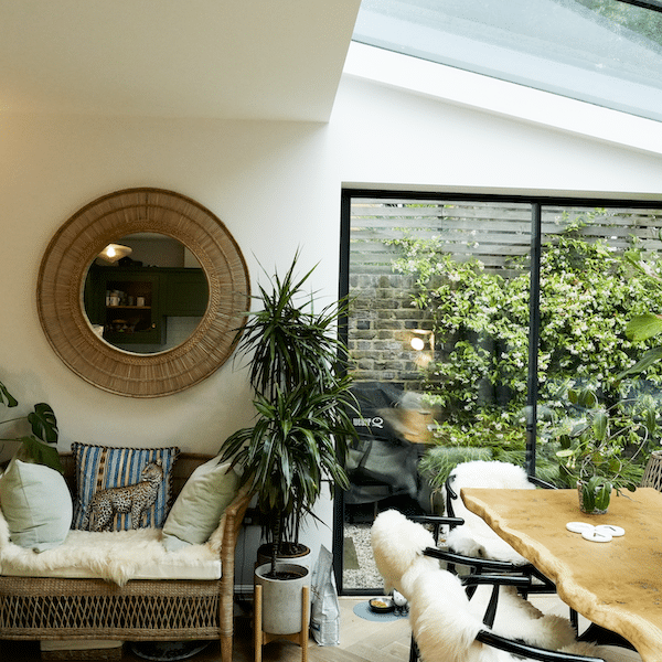 Completed ground-floor living and dining area after a Notting Hill home renovation.