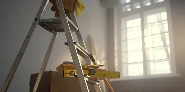 Property maintenance London electrician with tools and safety gloves.