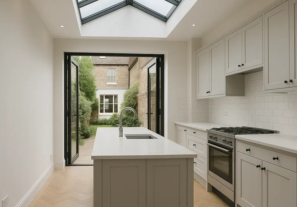 Side return extension in Clapham London with skylight roof lanterns